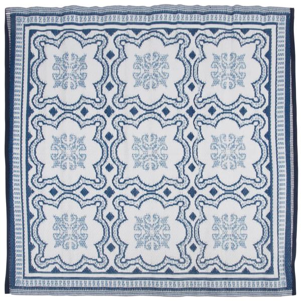 Esschert Design Alfombra de exterior 151,5 cm blanco y azul OC23