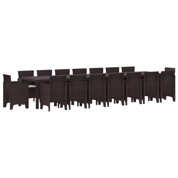 vidaXL Conjunto de comedor de jard&iacute;n con cojines 17 pcs Marr&oacute;n PP
