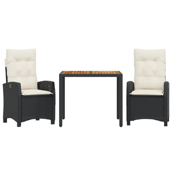 vidaXL Set de muebles jard&iacute;n 5 pzas con cojines rat&aacute;n sint&eacute;tico negro