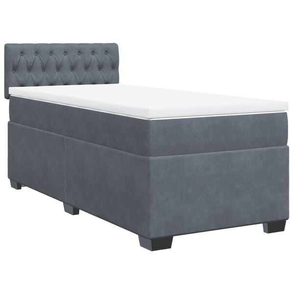 vidaXL Cama box spring con colchón terciopelo gris oscuro 100x200 cm