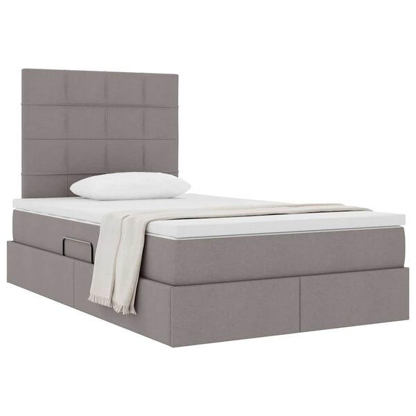 vidaXL Cama con almacenamiento y colch&oacute;n Taup&eacute; 120 x 190 cm tela
