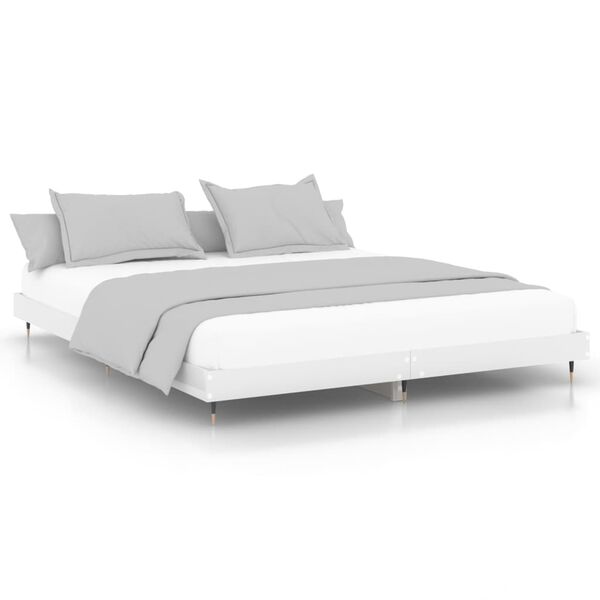 vidaXL Estructura de cama madera de ingenier&iacute;a blanco brillo 180x200cm
