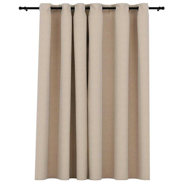 vidaXL Cortina opaca con ojales look de lino beige 290x245 cm