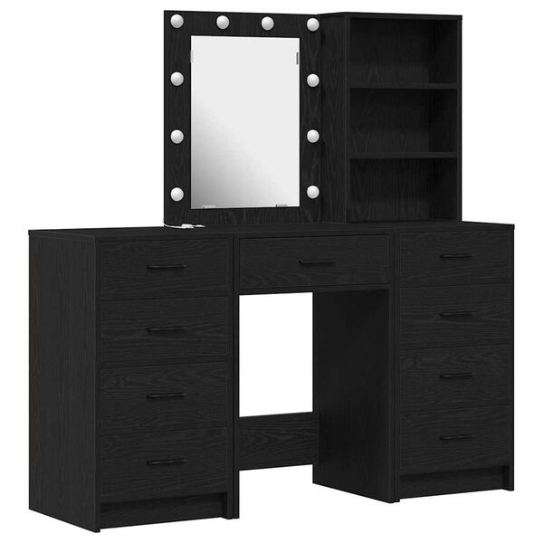 vidaXL Mesa de tocador con caj&oacute;n 3 pcs Negro 40 x 41 x 135 cm