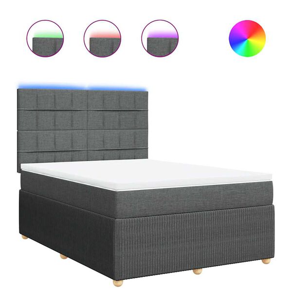 vidaXL Cama box spring con colch&oacute;n tela gris oscuro 160x200 cm