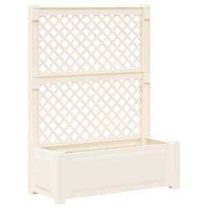 vidaXL Maceta Grande con Trellis PP Blanco