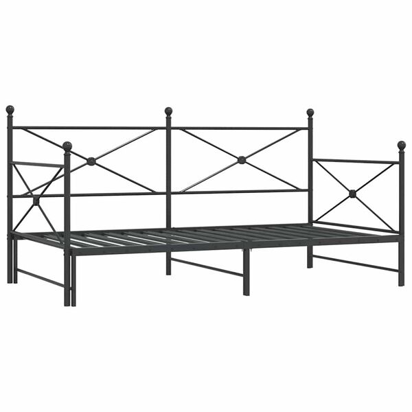 vidaXL Diván con nido sin colchón negro 107x203 cm acero