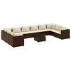 vidaXL Set de muebles de jard&iacute;n 11 pzas cojines rat&aacute;n sint&eacute;tico marr&oacute;n