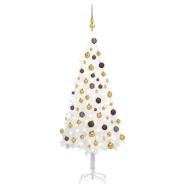 vidaXL Árbol de Navidad preiluminado con luces y bolas blanco 120 cm