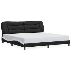 vidaXL Estructura de cama sin colch&oacute;n Hvar cuero sint&eacute;tico negro blanco 200x200 cm