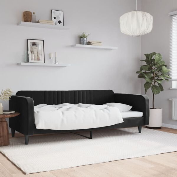 vidaXL Sof&aacute; cama sin colch&oacute;n terciopelo negro 90x190 cm