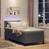 vidaXL Cama Box Spring LED Gris claro y . 90 x 190 cm Tela de Pana