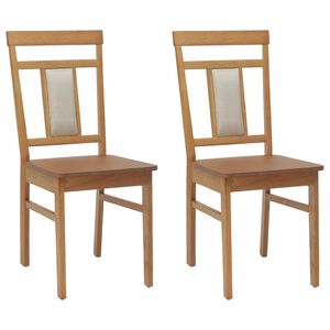 vidaXL Silla de comedor 2 uds. Madera de Caucho S&oacute;lido Natural