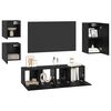 vidaXL Conjunto de mueble de TV 5 pcs Roble Negro Madera de ingenier&iacute;a