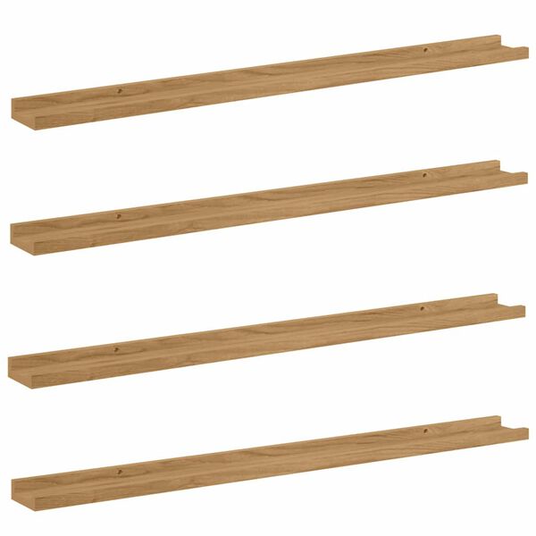 vidaXL Estante de pared con estante 4 pcs Marr&oacute;n 100 x 9 x 3 cm