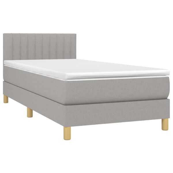 vidaXL Cama box spring con colch&oacute;n tela y LED gris claro 80x200 cm