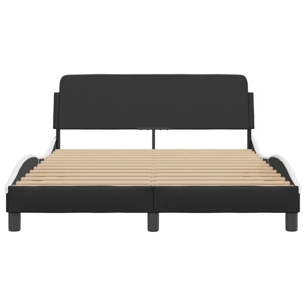 vidaXL Estructura de cama Dover cuero sint&eacute;tico negro blanco 140x200 cm