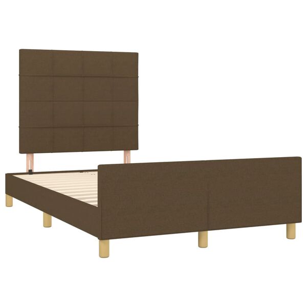 vidaXL Estructura de cama sin colch&oacute;n tela marr&oacute;n oscuro 120x200 cm