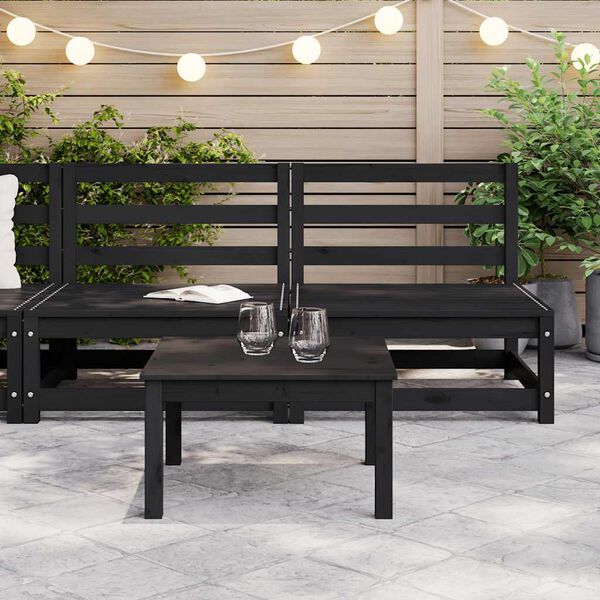 vidaXL Sofás central de jardín 2 unidades negro madera maciza de pino