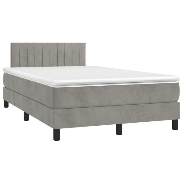 vidaXL Cama box spring con colch&oacute;n terciopelo gris claro 120x190 cm