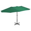 vidaXL Sombrilla de jard&iacute;n con palo de aluminio verde 460x270 cm