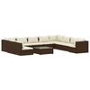 vidaXL Set de muebles de jard&iacute;n 11 pzas cojines rat&aacute;n sint&eacute;tico marr&oacute;n