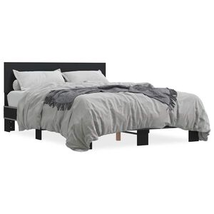vidaXL Estructura de cama madera de ingenier&iacute;a y metal negro 120x190cm