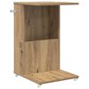 vidaXL Mesa lateral con rueda Roble artesanal 40 x 35 x 60 cm