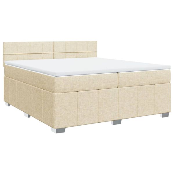 vidaXL Cama box spring con colch&oacute;n tela color crema 200x200 cm