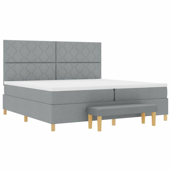 vidaXL Cama tipo Box Spring con colch&oacute;n Gris claro 200 x 200 cm tela