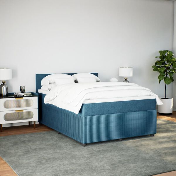 vidaXL Cama box spring con colch&oacute;n terciopelo azul 140x190 cm