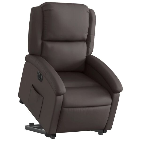 vidaXL Sillón reclinable eléctrico pie cuero auténtico marrón oscuro