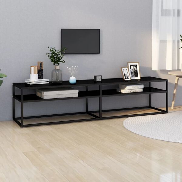 vidaXL Mueble para TV vidrio templado negro 180x40x40,5 cm