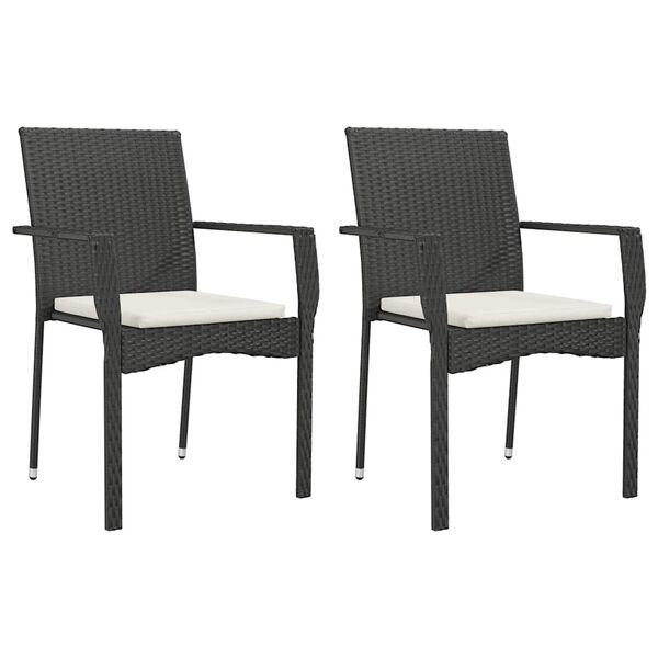 vidaXL Set de comedor de jard&iacute;n 7 pzas y cojines rat&aacute;n sint&eacute;tico negro