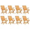 vidaXL Sillas plegables, 8 unidades, 61x67x90 cm, madera maciza de teca.
