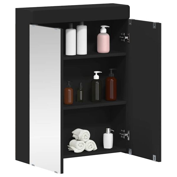 vidaXL Armario con espejo de ba&ntilde;o TULUM Negro 60 x 16,5 x 78 cm