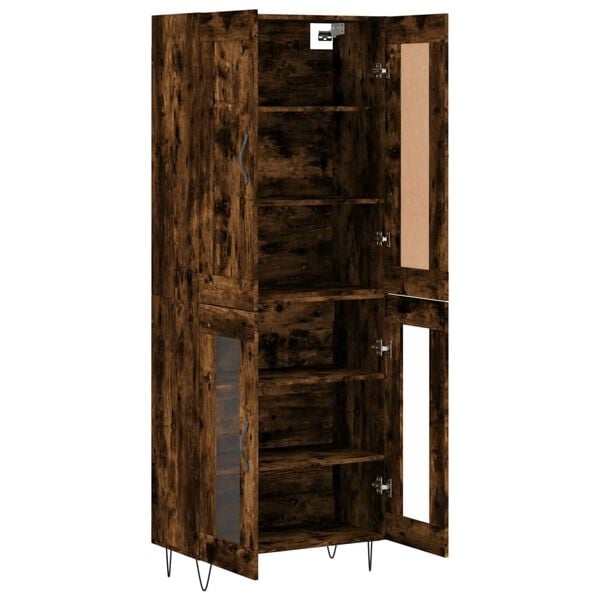 vidaXL Aparador alto madera contrachapada roble ahumado 69,5x34x180 cm