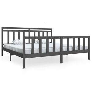 vidaXL Estructura de cama de madera maciza gris 200x200 cm