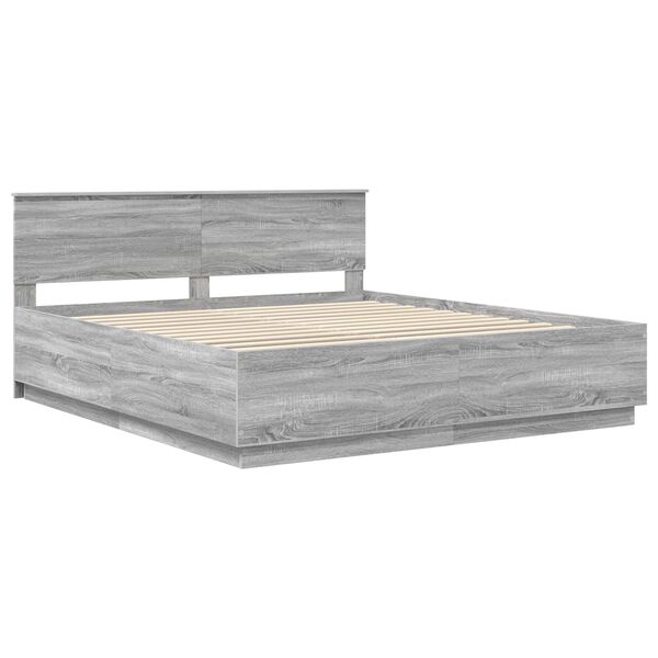 vidaXL Estructura de cama con cabecera Gris Sonoma 180 x 200 cm