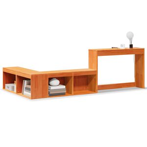 vidaXL Mueble con escritorio madera maciza pino marr&oacute;n 222x122x75 cm