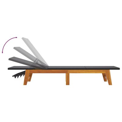 vidaXL Tumbona con mesa ratán sintético y madera maciza de acacia