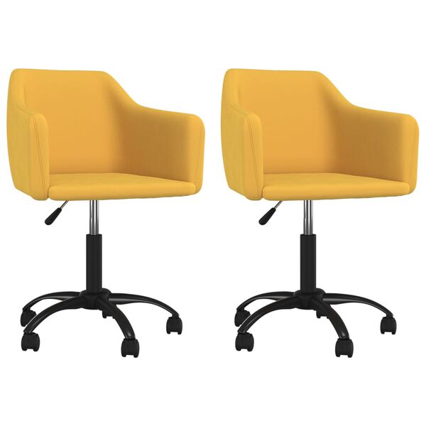 vidaXL Sillas de comedor giratorias 2 uds terciopelo amarillo