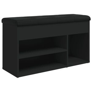 vidaXL Banco zapatero madera de ingeniería negro 82x32x45,5 cm