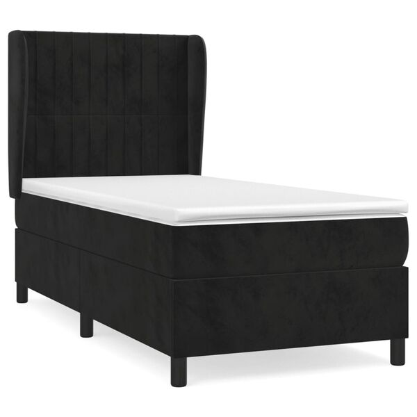 vidaXL Cama box spring con colch&oacute;n terciopelo negro 80x200 cm