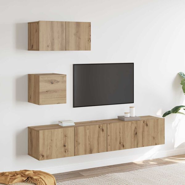 vidaXL Conjunto de mueble de TV 3 pcs Roble artesanal