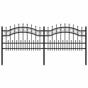 vidaXL Valla de jard&iacute;n KAMPEN con punta de lanza negra, 240x75 cm, acero