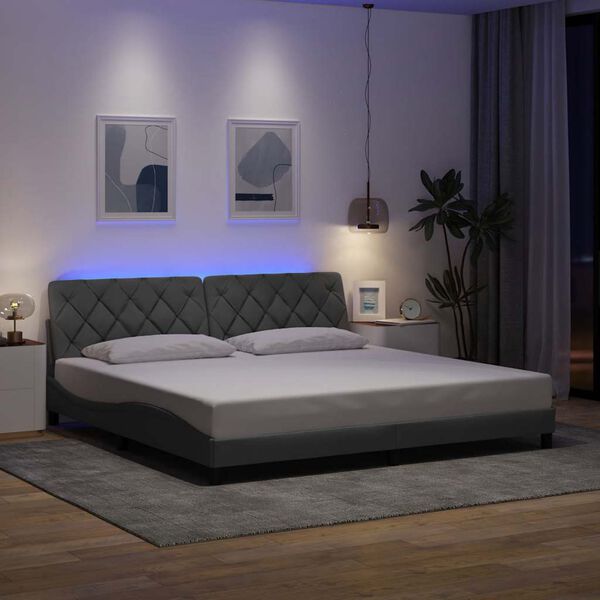 vidaXL Estructura de cama con LED sin colch&oacute;n gris claro 200x200 cm
