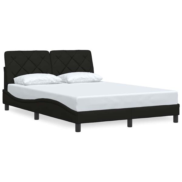 vidaXL Estructura de cama sin colch&oacute;n tela negro 140x190 cm