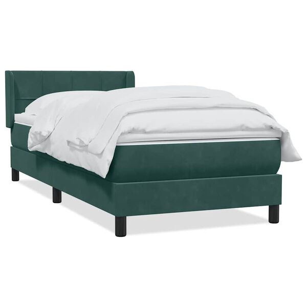 vidaXL Cama box spring con colch&oacute;n terciopelo verde oscuro 90x220 cm
