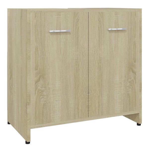 vidaXL Armario de ba&ntilde;o madera contrachapada color roble 60x33x61 cm